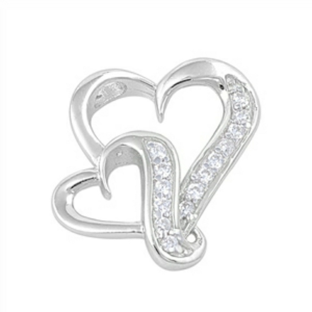 925 Sterling Silver Pendant W/ CZ - Hearts